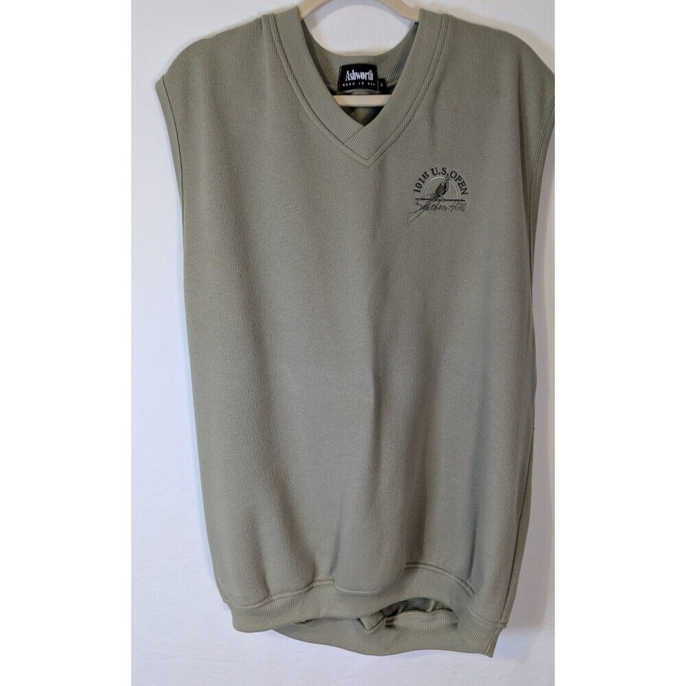 VTG 2001 US Open Southern Hills Ashworth Men L Fleece Golf Vest Sweatshirt USA
